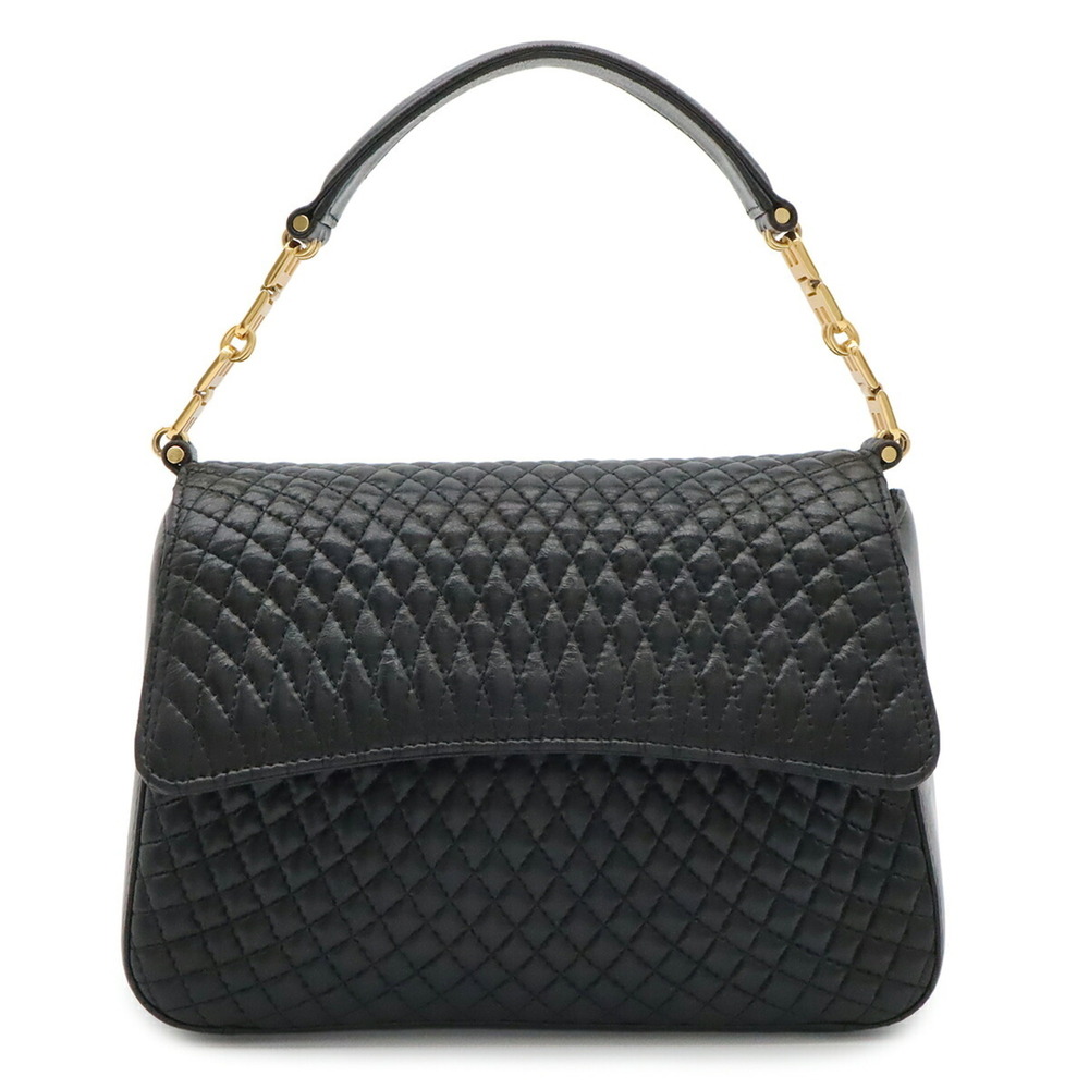 BALLY quilted handbag, flap bag, leather, black.